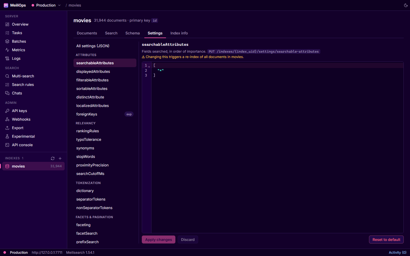 Editing searchableAttributes